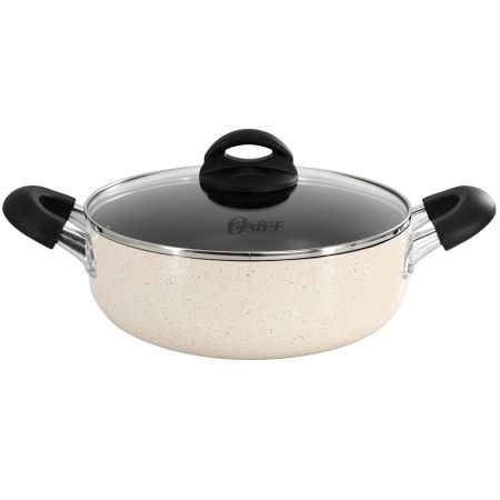 Oster Clairborne 3.6 Quart Nonstick Aluminum Caldero with Lid in Linen