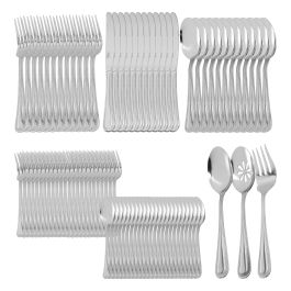 Gibson Home 87 Piece Stainless Steel Flatware and Serving Utensil Set in Silver